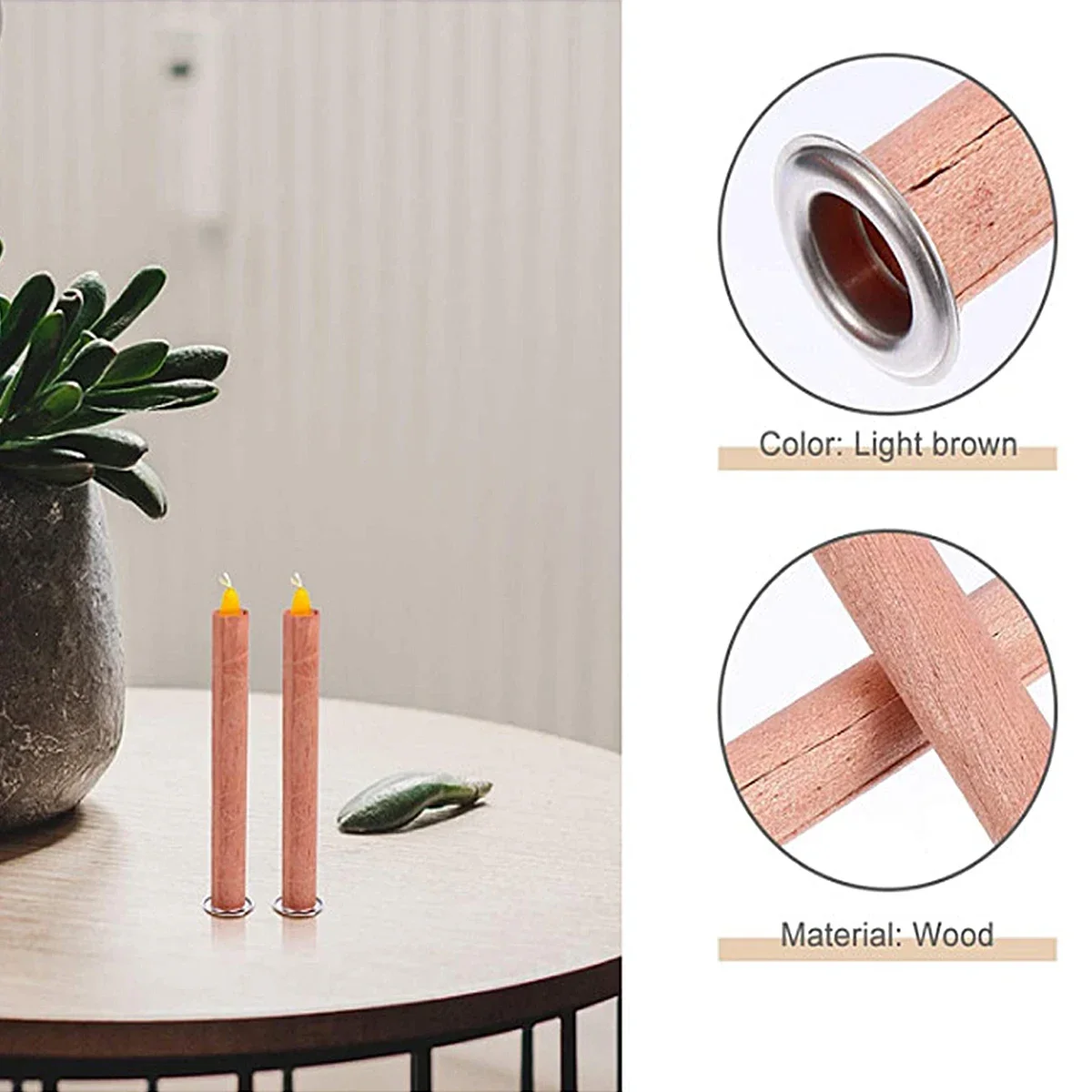 Wooden Wick Candle - 10 sztuk/zestaw Rurkowe drewniane knoty naturalne