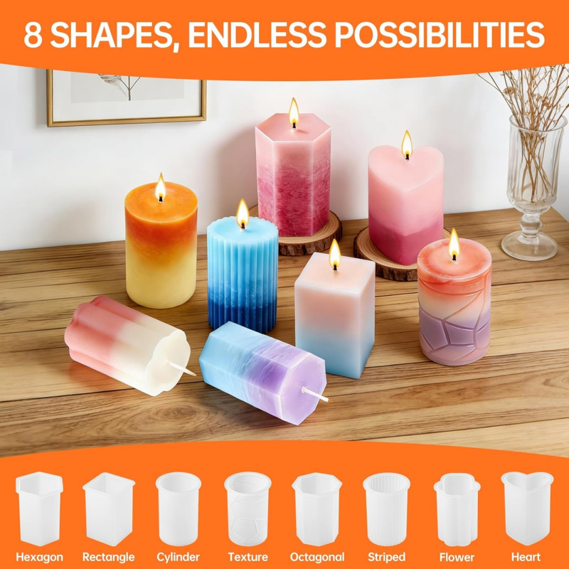 Zestaw 8 silikonowych form do  – Wooden Wick Candle recenzja i cena